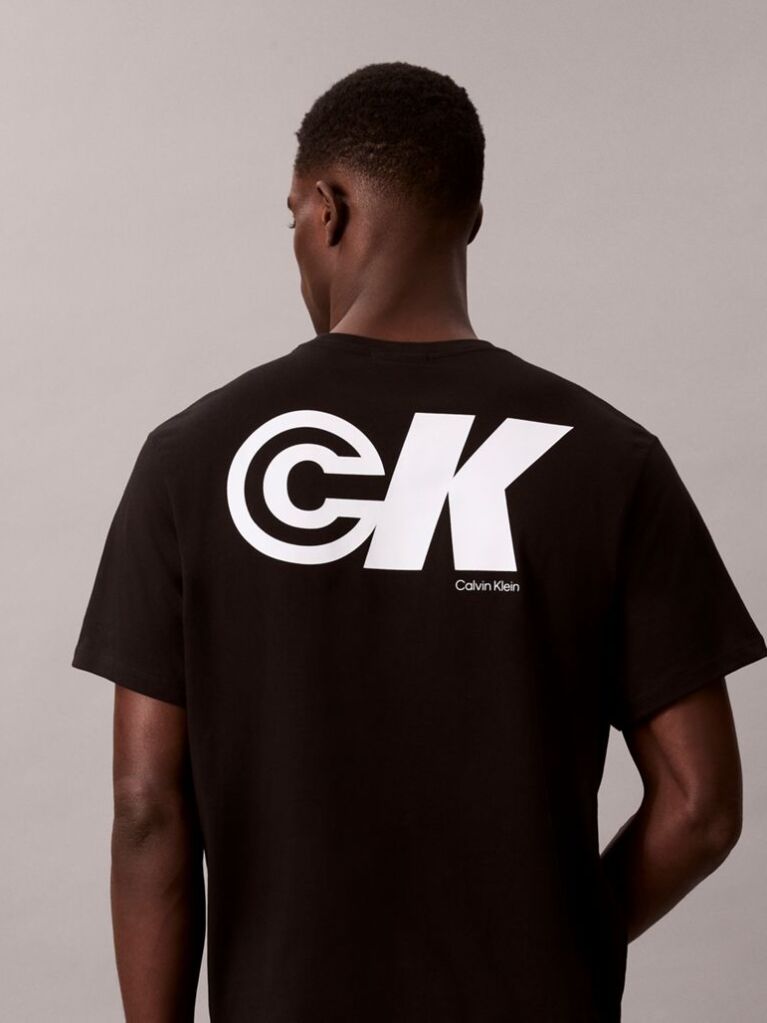 Black Sport Monogram Logo Graphic Classic T-Shirt  Men