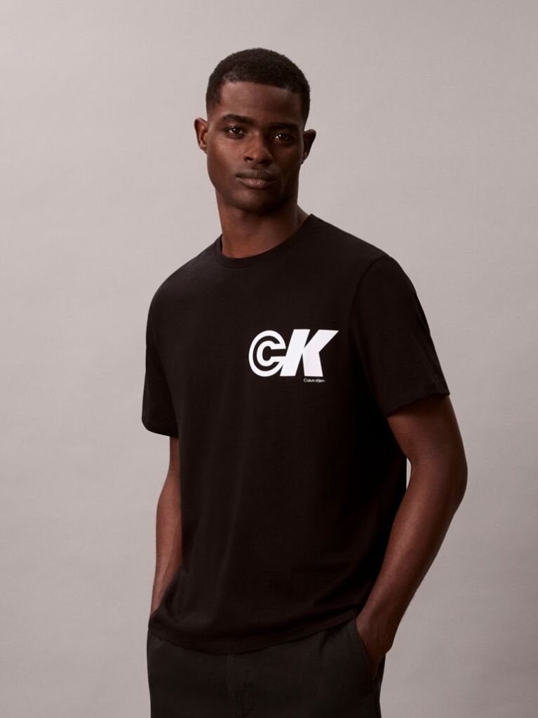 Black Sport Monogram Logo Graphic Classic T-Shirt  Men