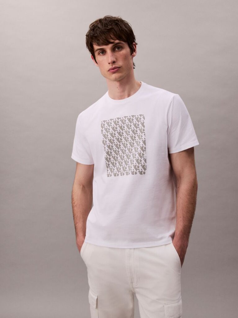 Λευκό T-Shirt Με Μονόγραμμα  Άνδρας