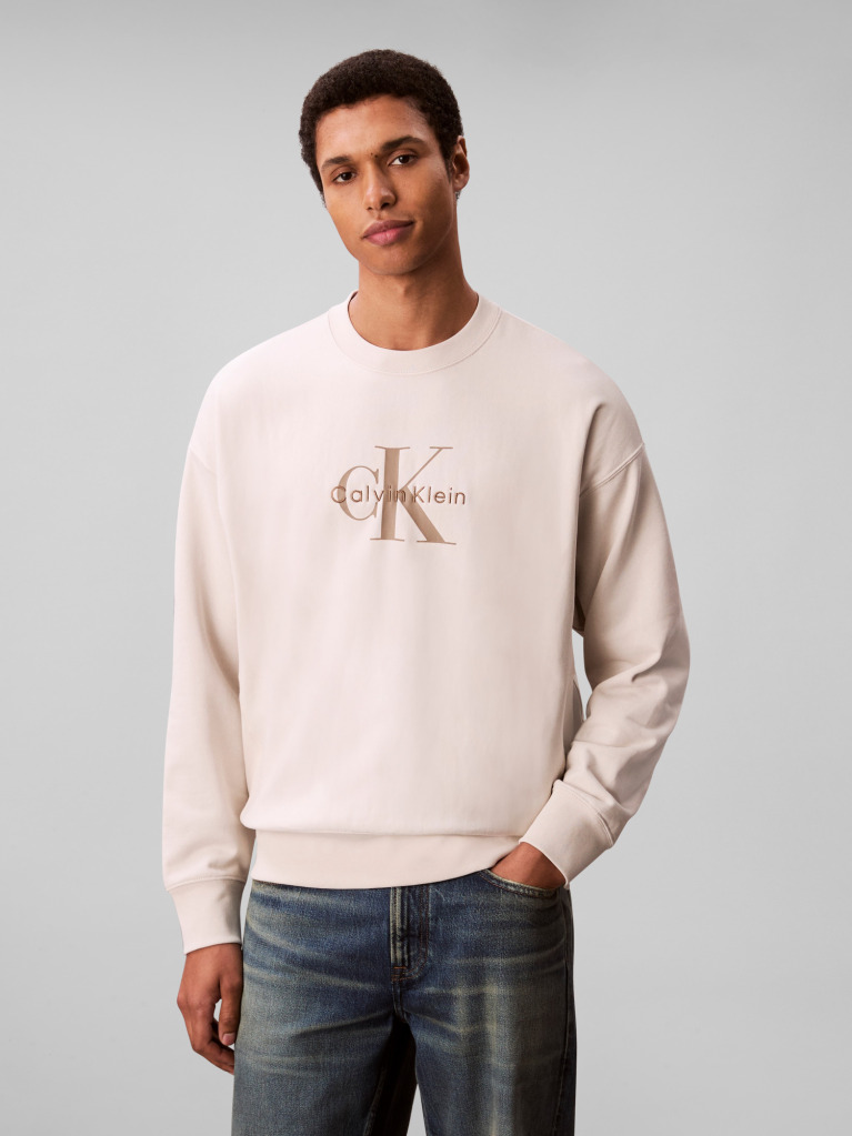 Λευκό Oversized Φούτερ Με Μονόγραμμα  Άνδρας