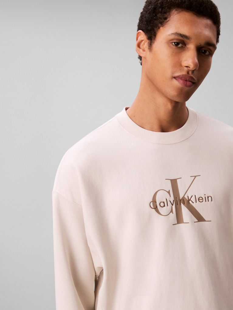 Λευκό Oversized Φούτερ Με Μονόγραμμα  Άνδρας