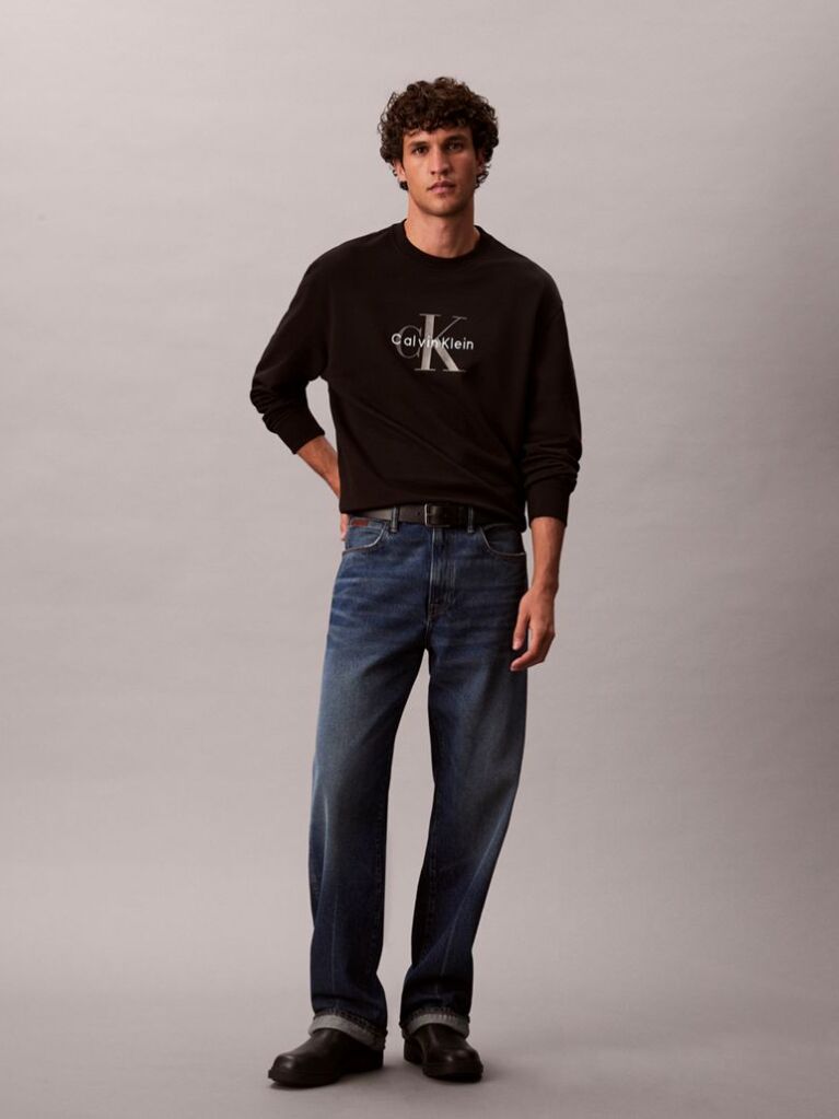 Μαύρο Oversized Φούτερ Με Μονόγραμμα  Άνδρας