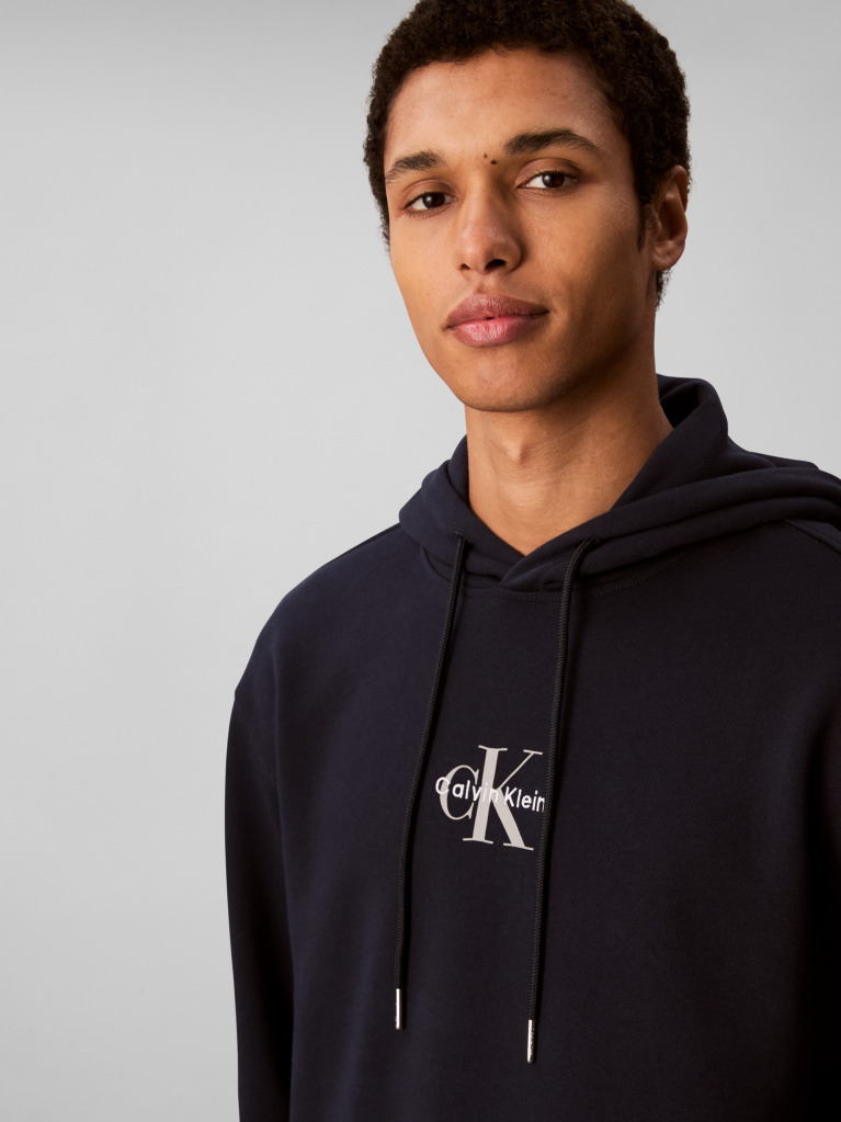 Μπλε Άνετο Hoodie Με Μονόγραμμα  Άνδρας