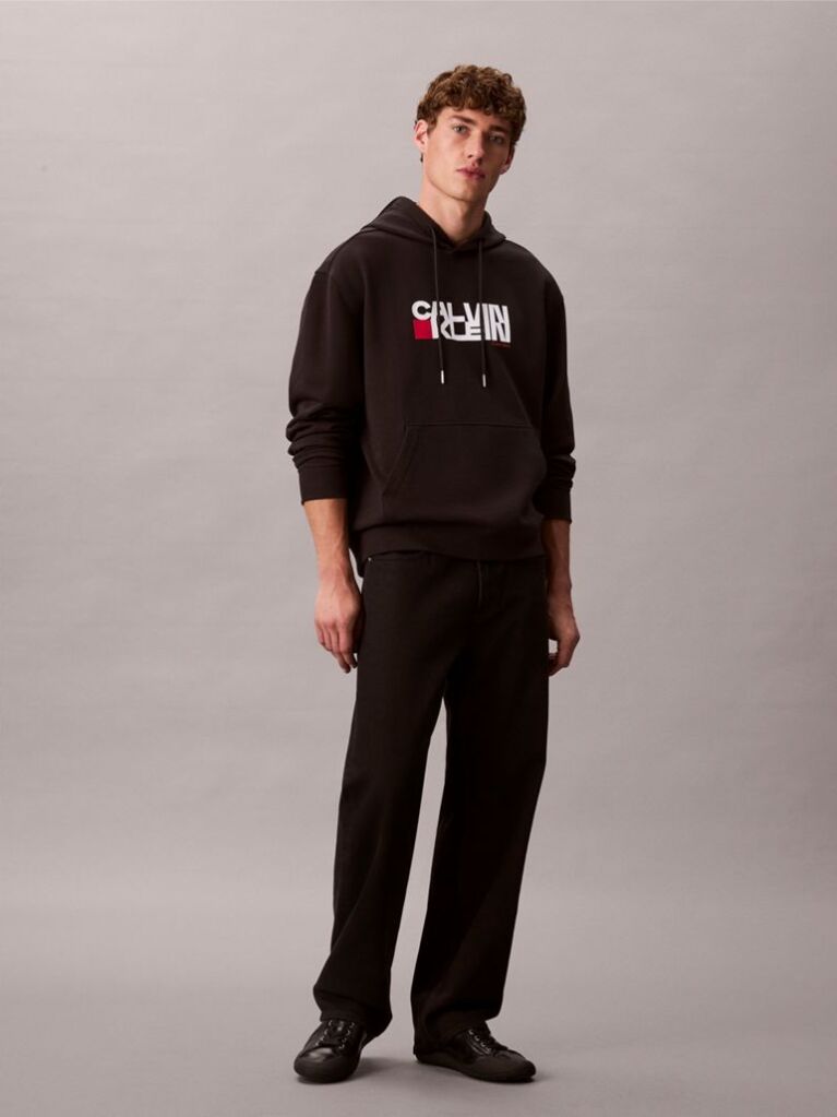 Μαύρο Hoodie Με Λογότυπο  Άνδρας