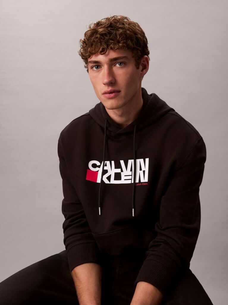 Μαύρο Hoodie Με Λογότυπο  Άνδρας