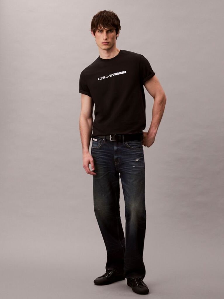 Μαύρο Άνετο T-Shirt Με Έντονο Λογότυπο  Άνδρας