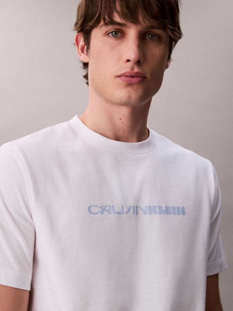 Λευκό Άνετο T-Shirt Με Έντονο Λογότυπο  Άνδρας