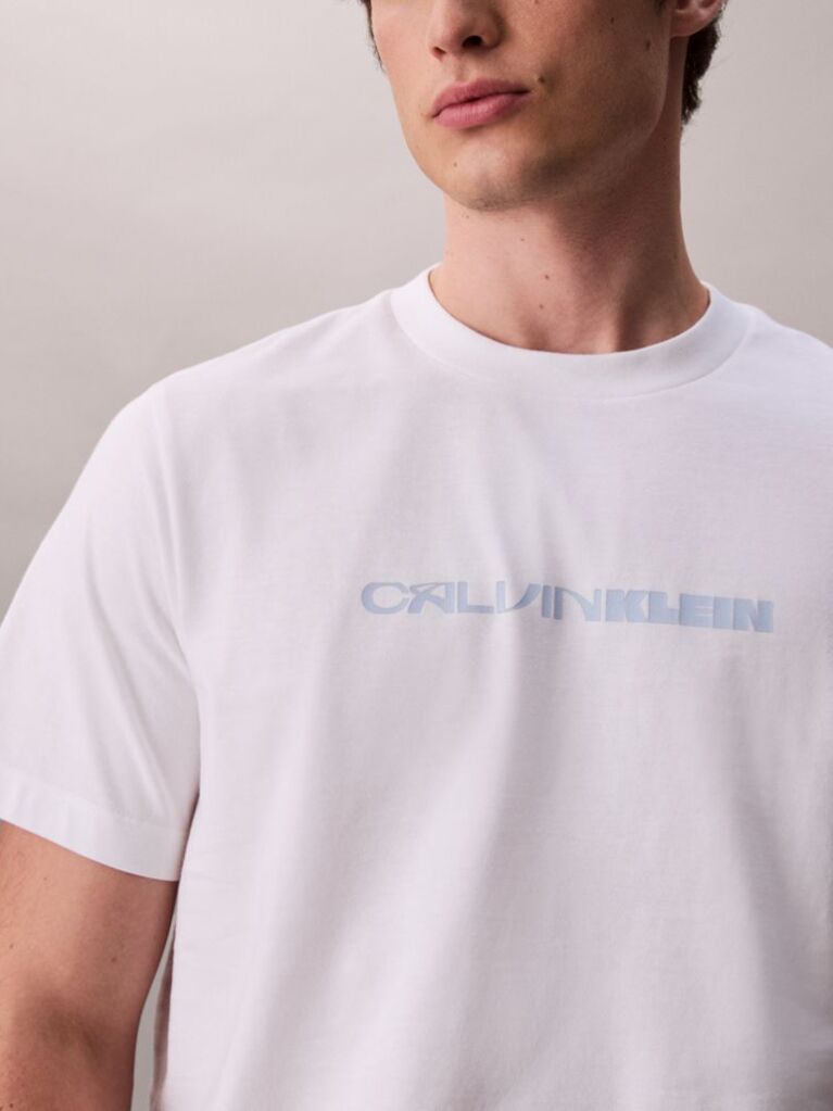 Λευκό Άνετο T-Shirt Με Έντονο Λογότυπο  Άνδρας