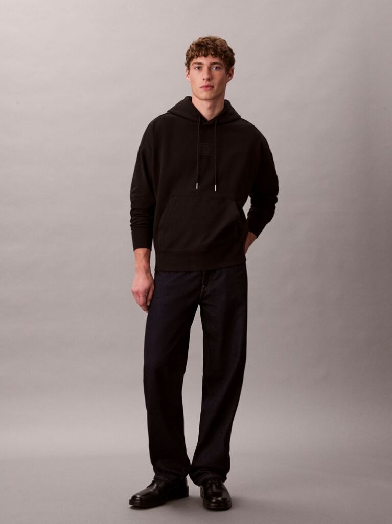 Μαύρο Hoodie Από Premium Terry Ύφασμα  Άνδρας