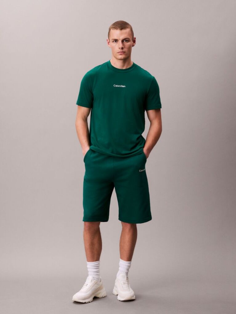 Green Soft Cotton French Terry Fleece Shorts  Men