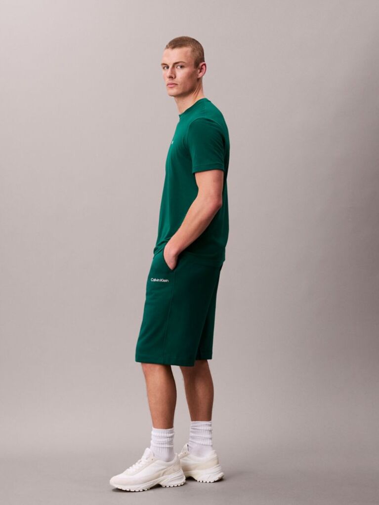 Green Soft Cotton French Terry Fleece Shorts  Men