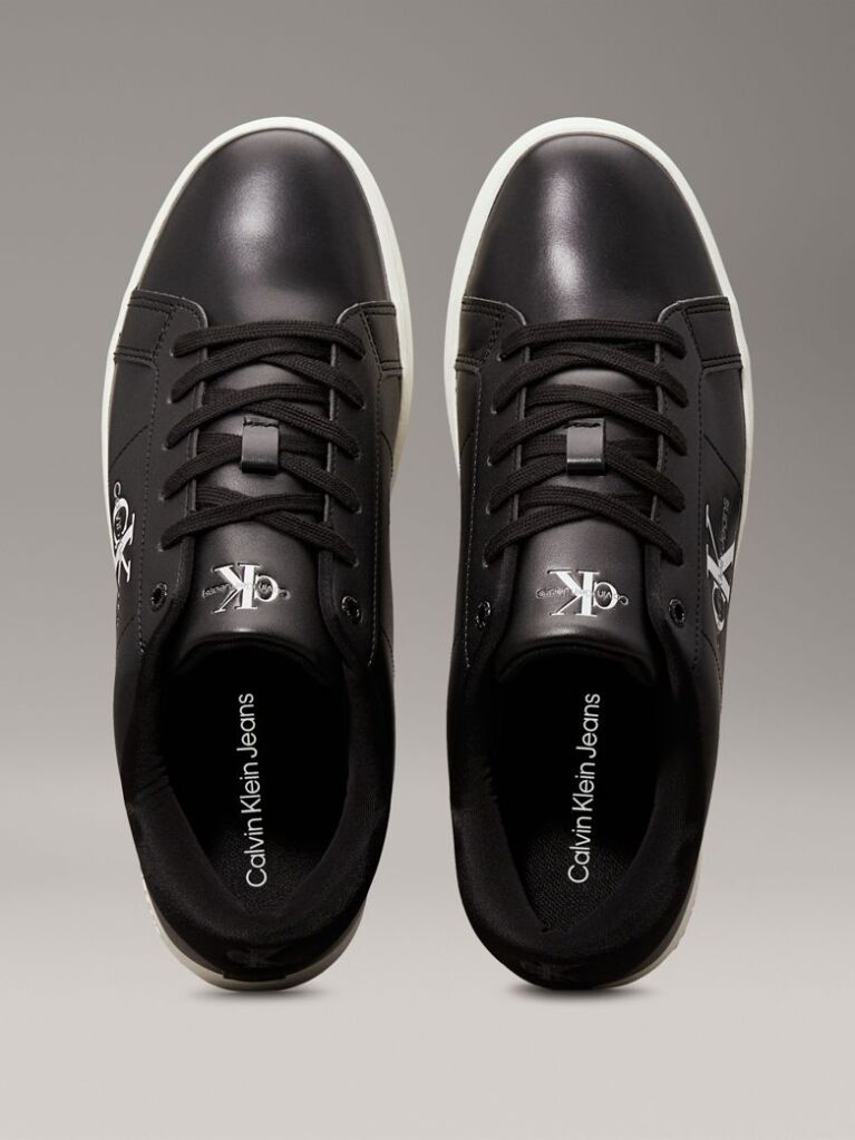 Black Leather Trainers  Men