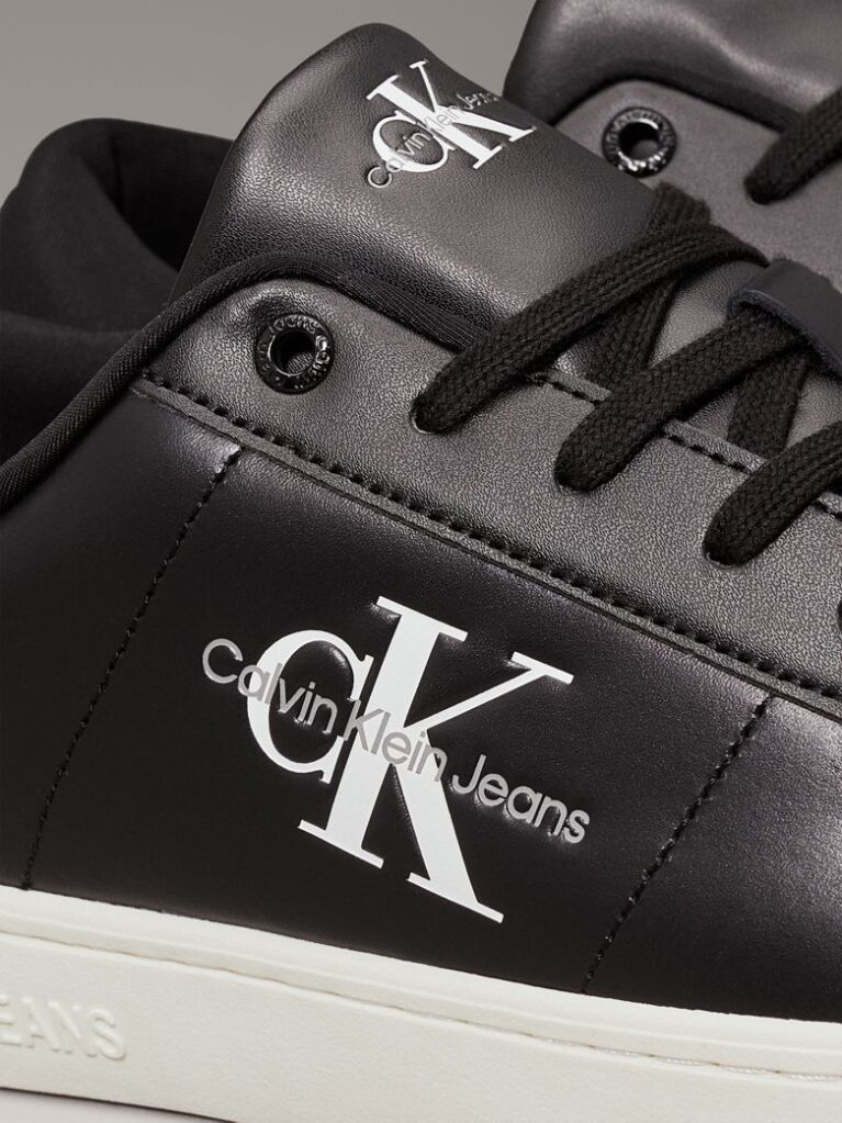 Black Leather Trainers  Men
